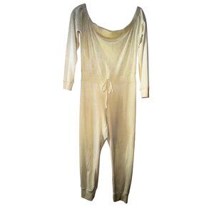 Fashion Nova Large Off White Velour Long Sleeve‎ Jumpsuit Sexy Bodycon Stretch